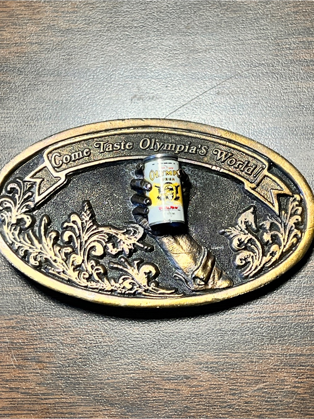 Vintage 1977 Brass Olympia Beer Belt Buckle - Made in Colorado